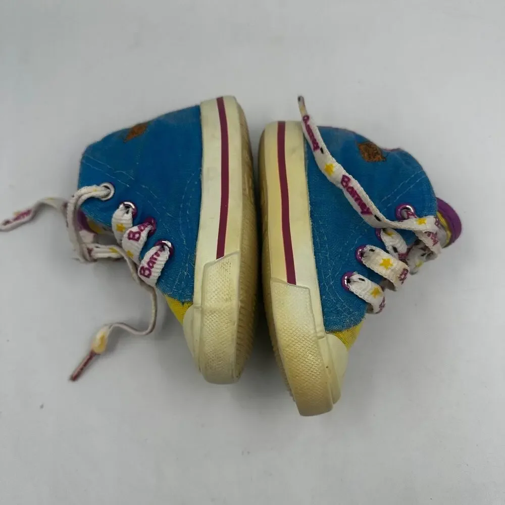 Vintage 1993 BARNEY Purple Dinosaur Lace Up Shoes Toddler Size 4 READ